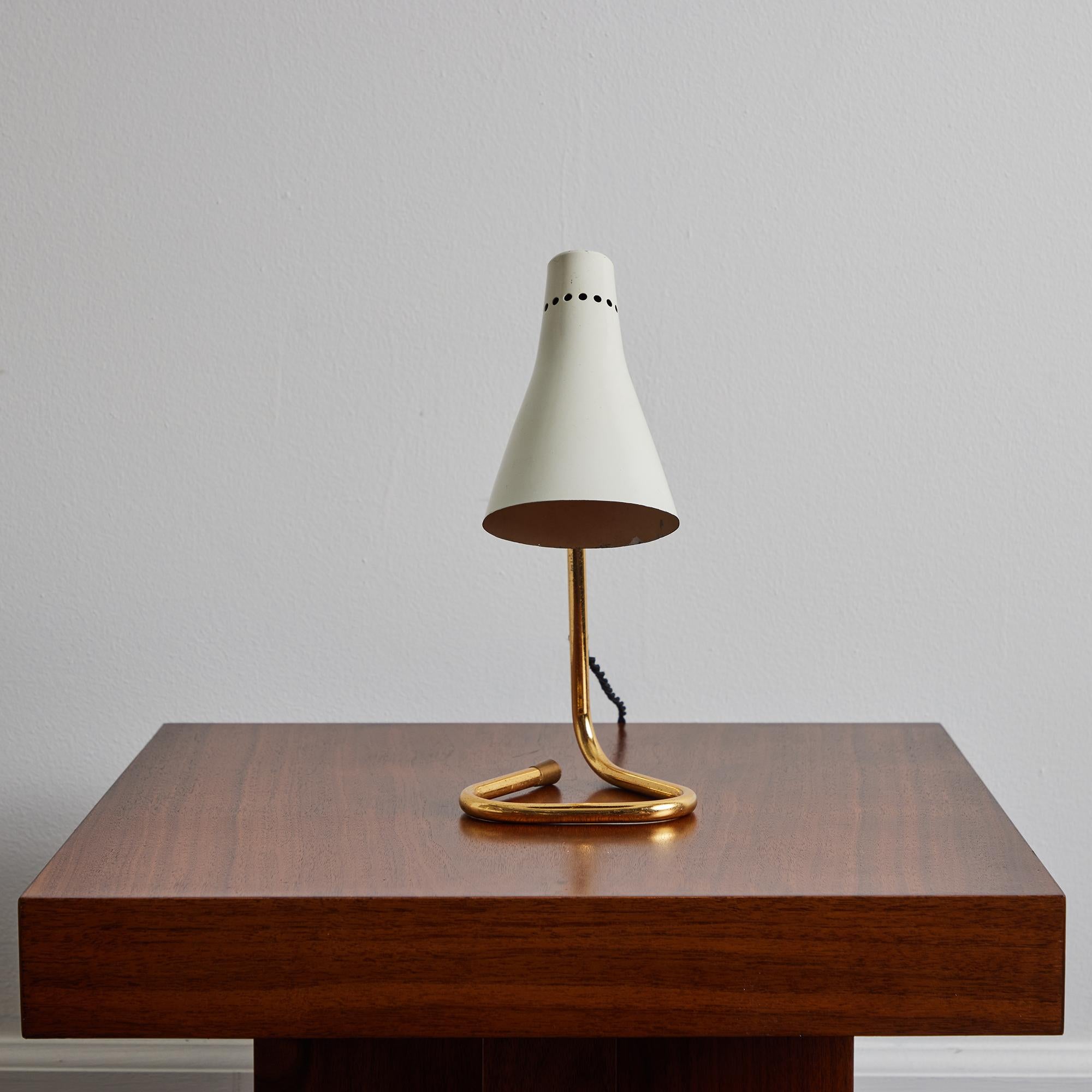 1950s Giuseppe Ostuni Model #214 Metal & Brass Table Lamp for O-Luce For Sale 4