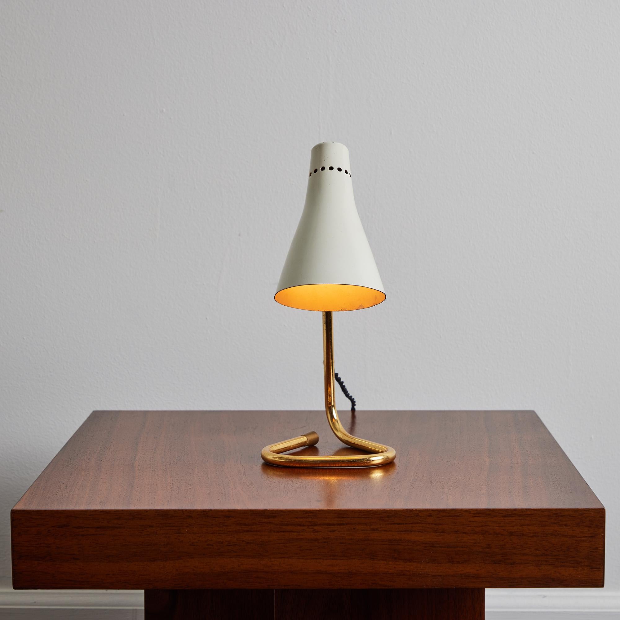 1950s Giuseppe Ostuni Model #214 Metal & Brass Table Lamp for O-Luce For Sale 5