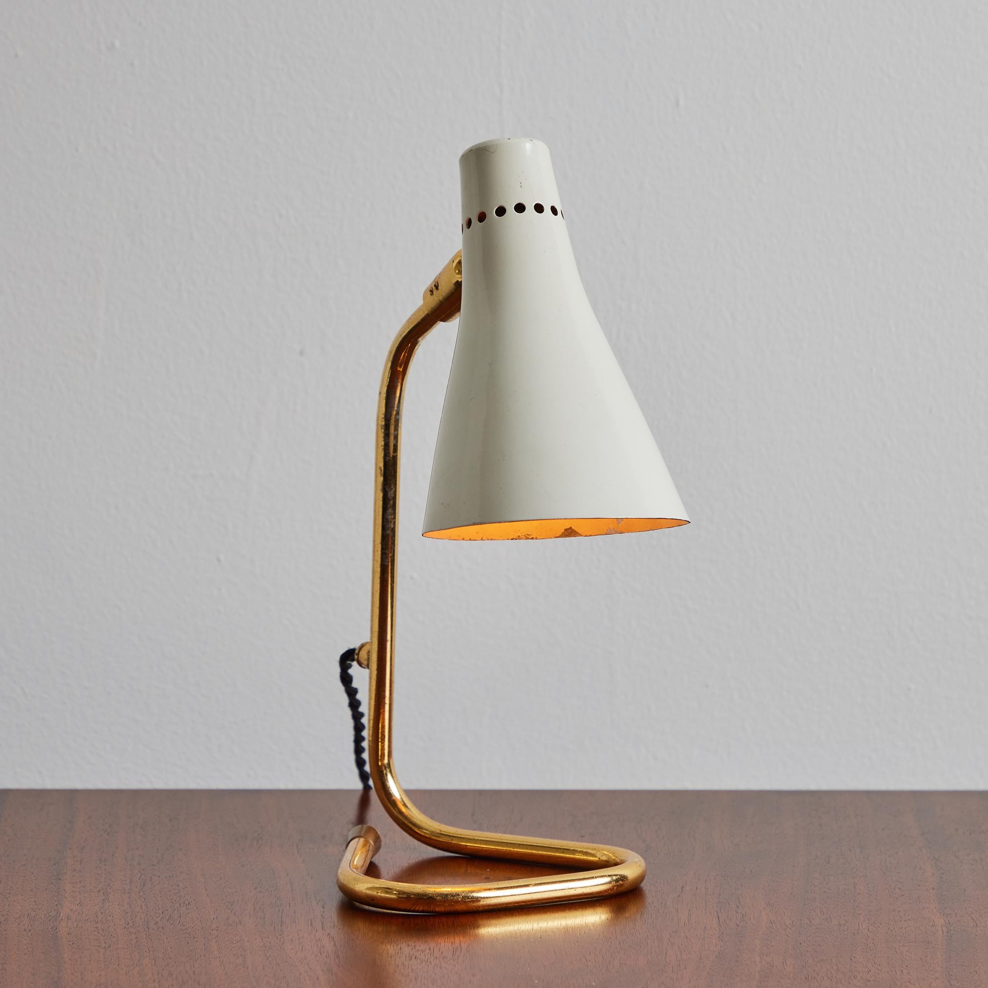 1950s Giuseppe Ostuni Model #214 Metal & Brass Table Lamp for O-Luce For Sale 8