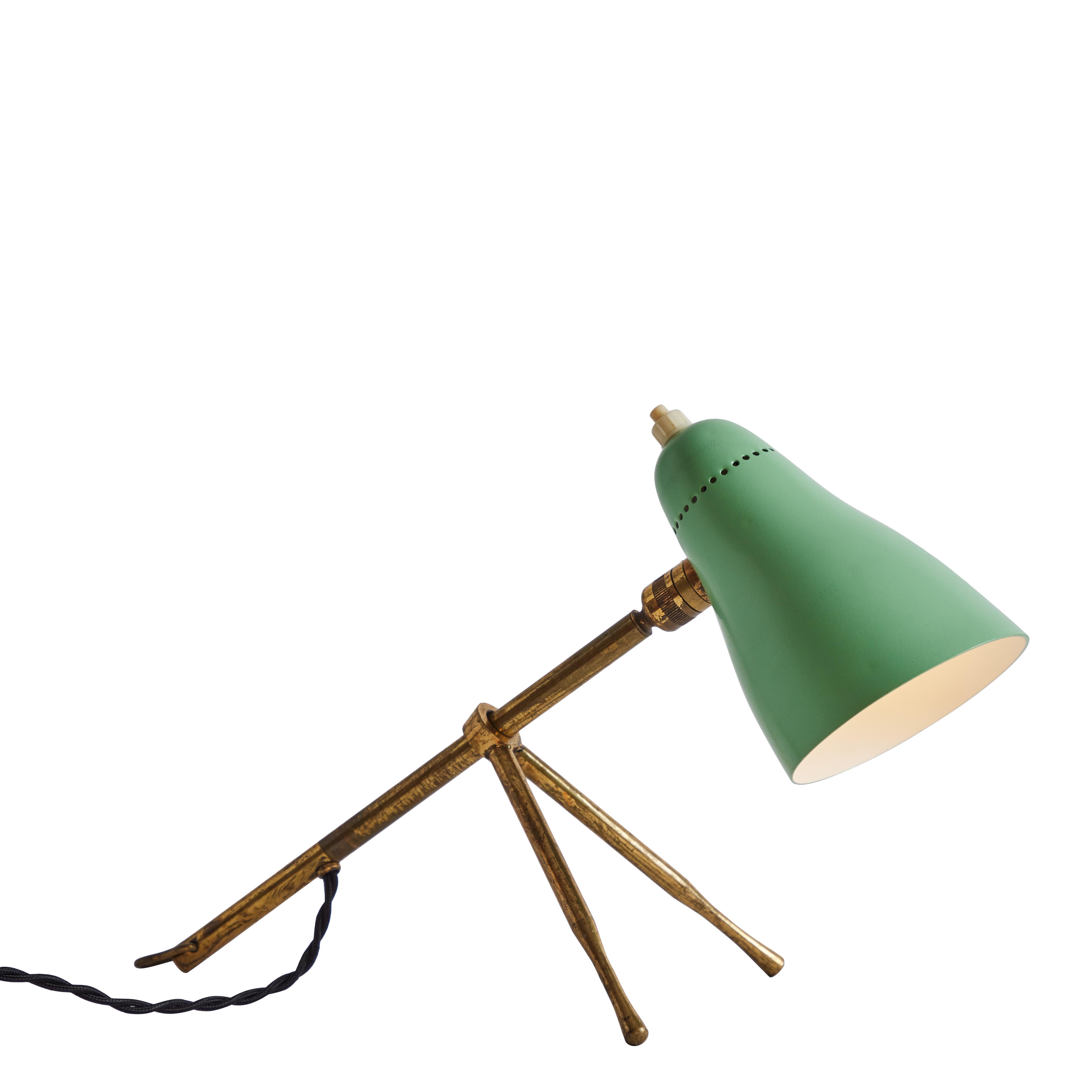 Lampe murale ou de table en vert et laiton Giuseppe Ostuni 'Ochetta' des années 1950 pour O-Luce 5