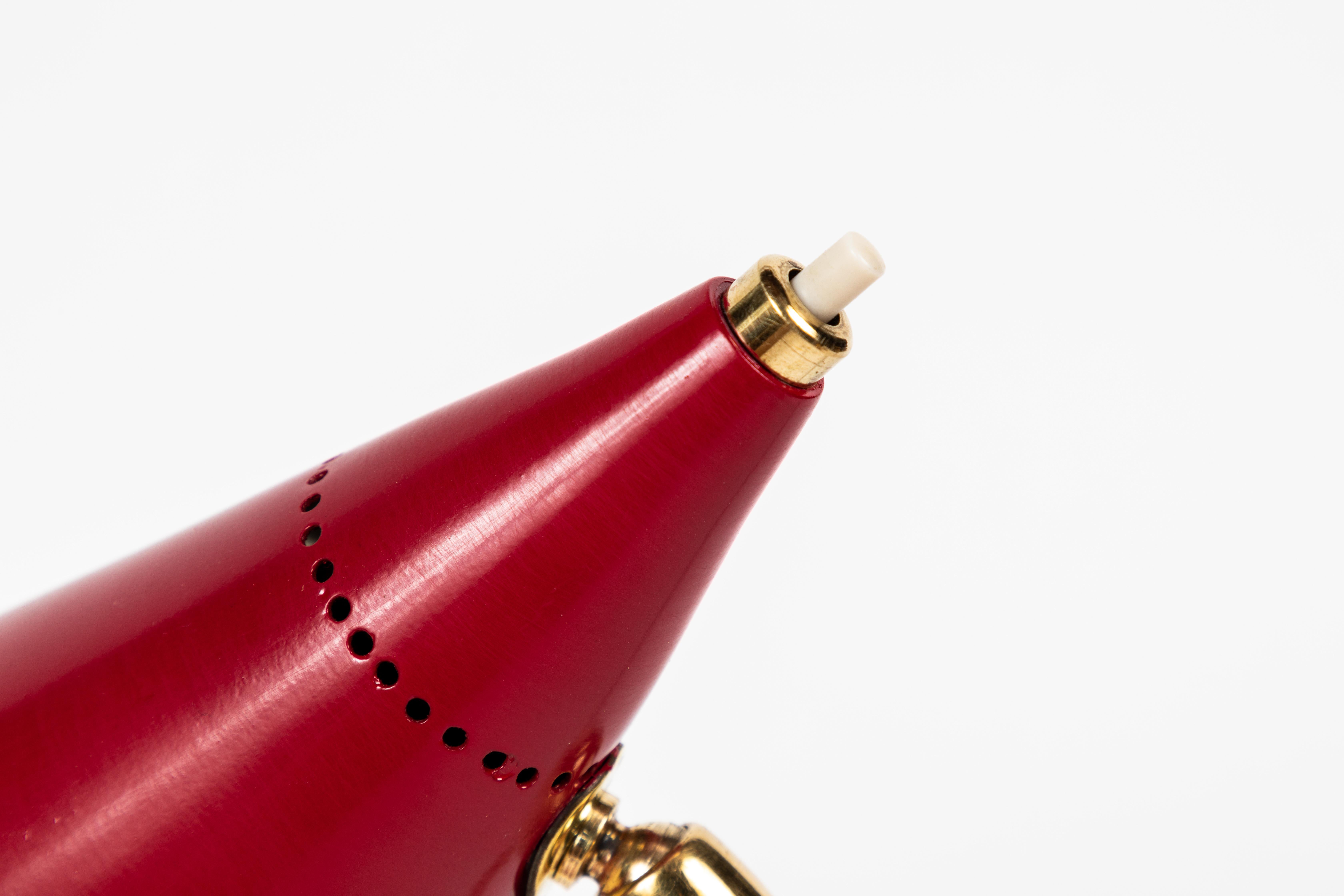 1950s Giuseppe Ostuni Red Cone Table Lamp for Oluce 5