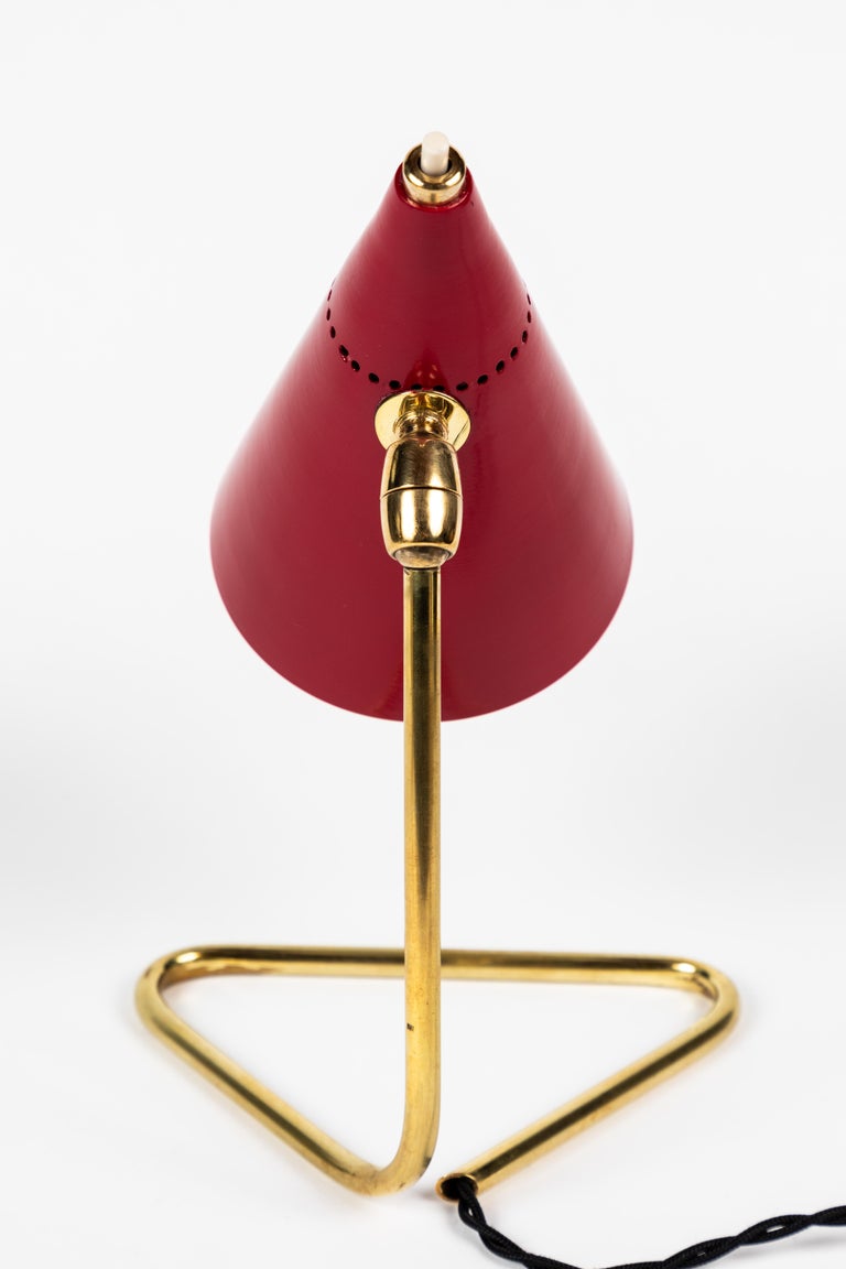 1950s Giuseppe Ostuni Red Cone Table Lamp for Oluce 6
