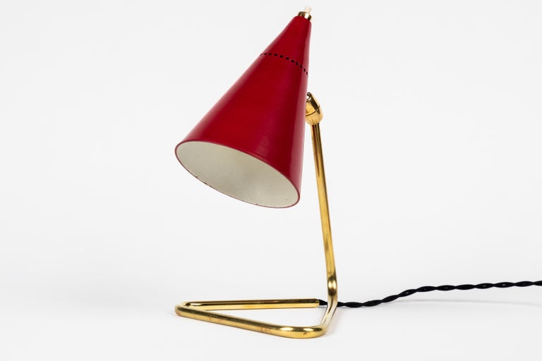 Mid-20th Century 1950s Giuseppe Ostuni Red Cone Table Lamp for Oluce