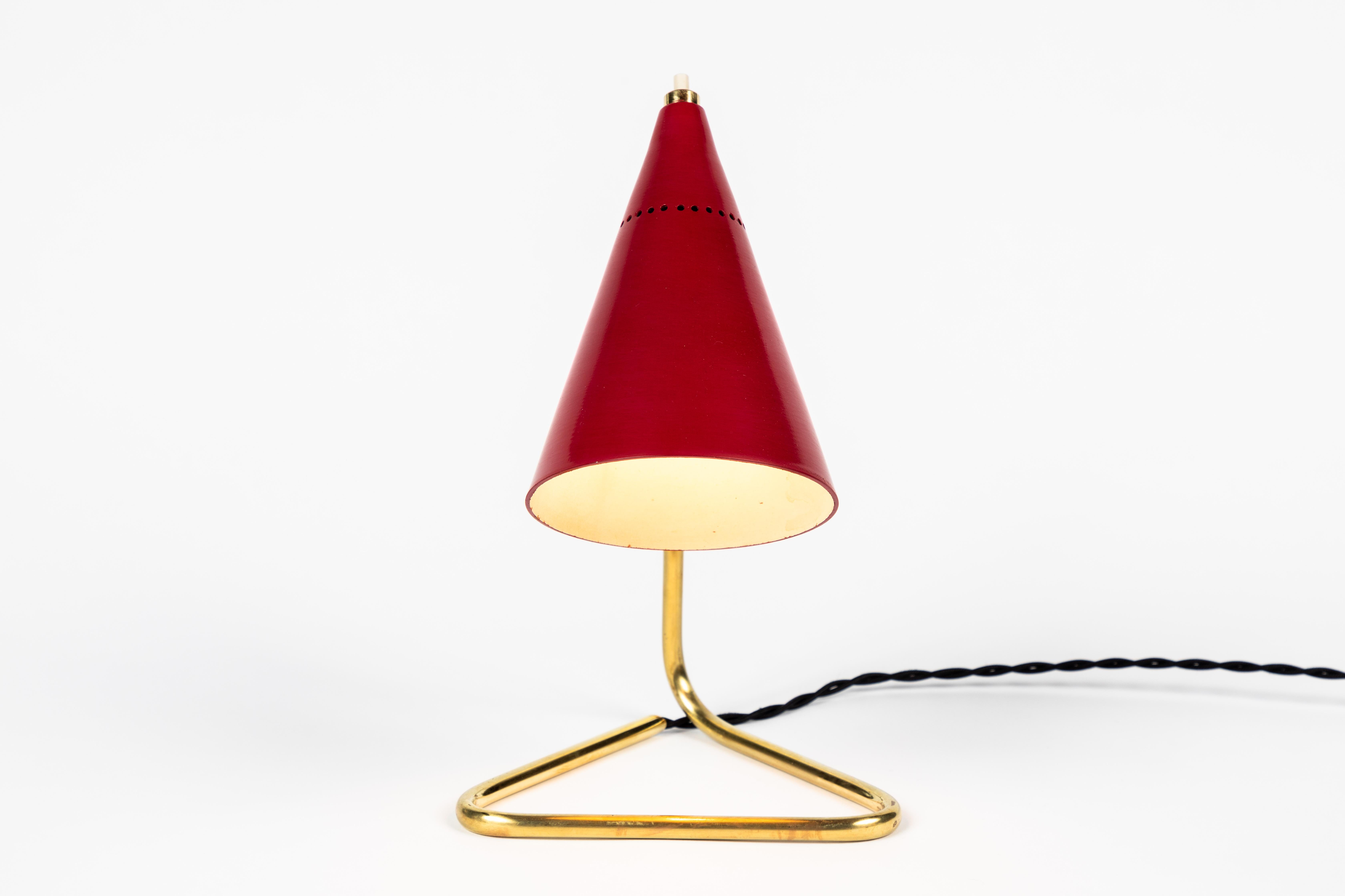 1950s Giuseppe Ostuni Red Cone Table Lamp for Oluce 7