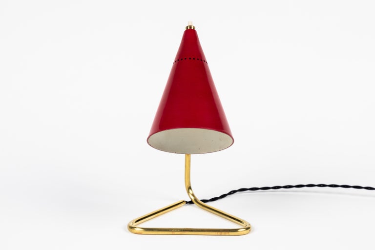1950s Giuseppe Ostuni Red Cone Table Lamp for Oluce 8