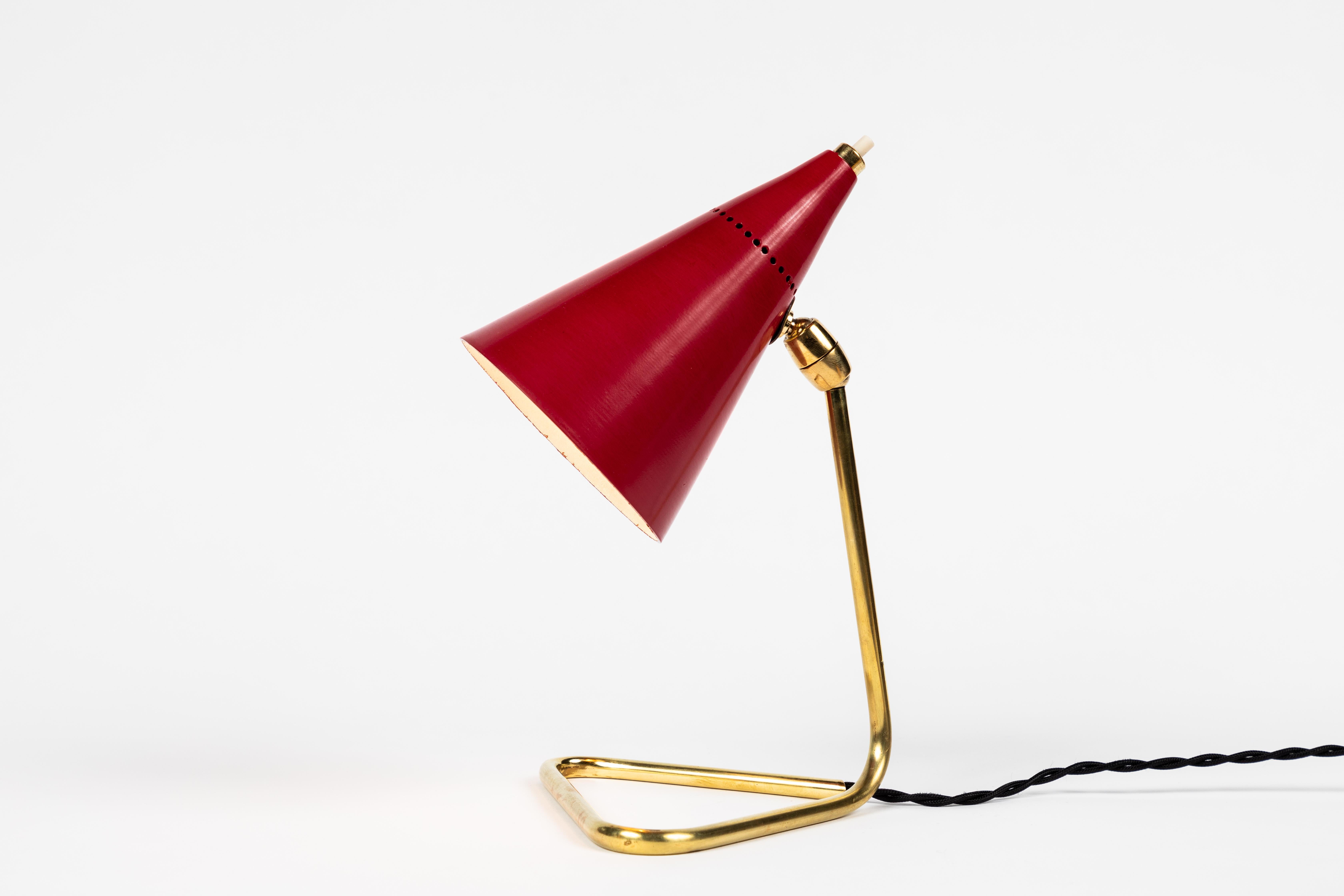 1950s Giuseppe Ostuni Red Cone Table Lamp for Oluce 1