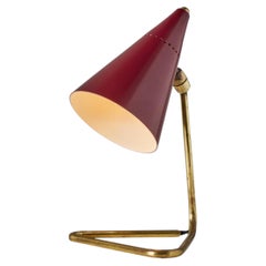 1950s Giuseppe Ostuni Red Conical Table Lamp for Oluce