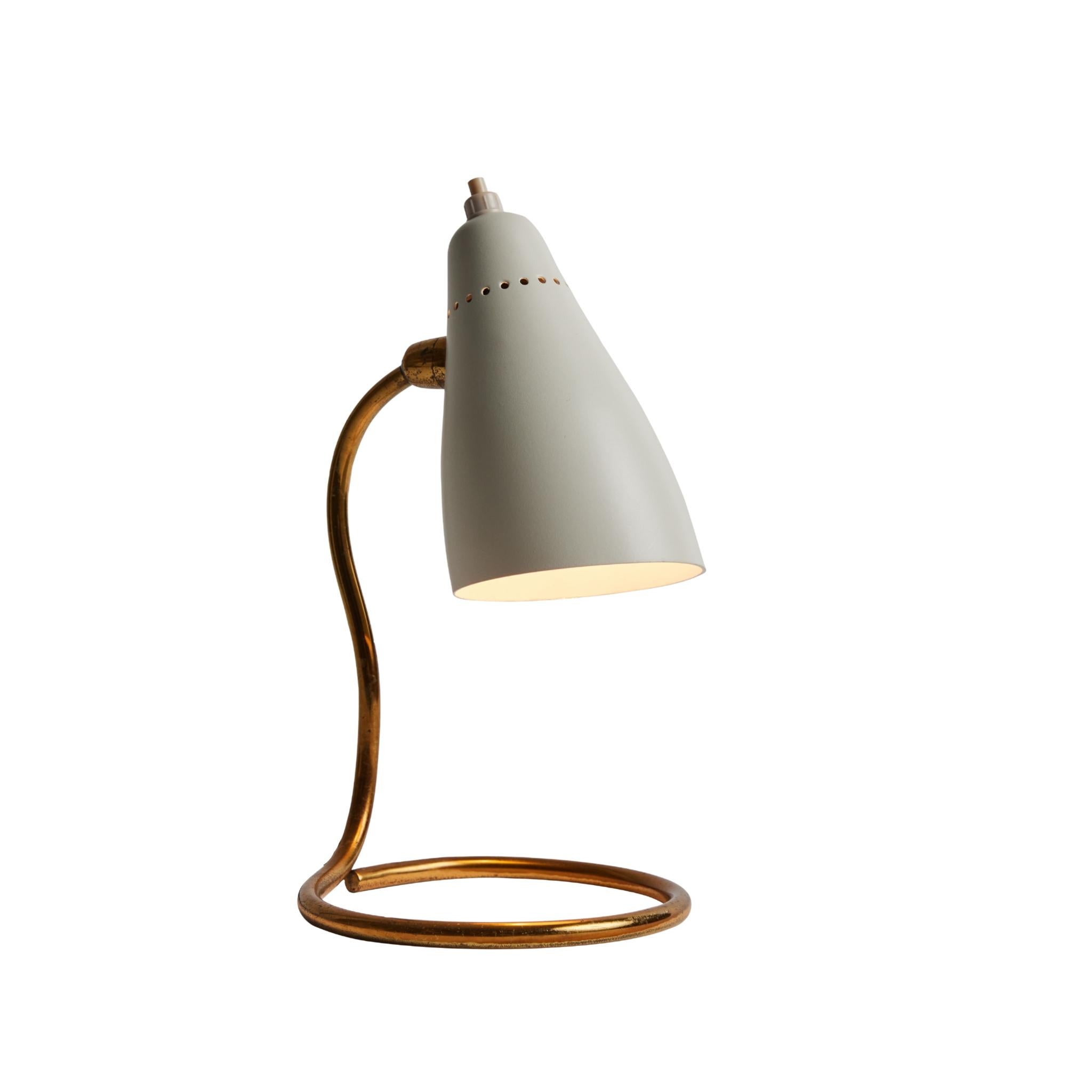 1950s Giuseppe Ostuni 'Vipere' White and Brass Table Lamp for O-Luce en vente 9