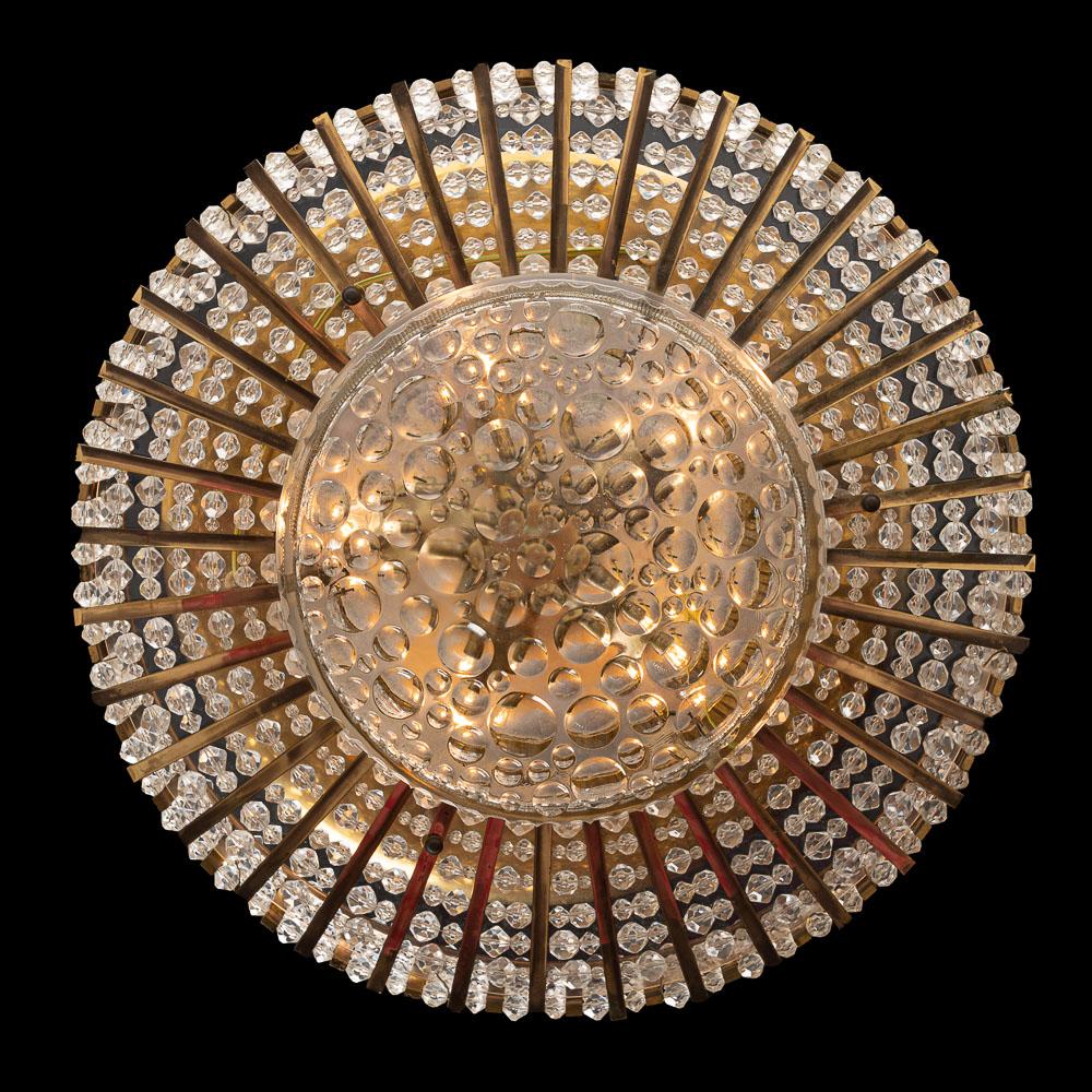 1950s Glass, Acrylic and Brass Flush Mount Attributed to Emil Stejnar For Sale 6
