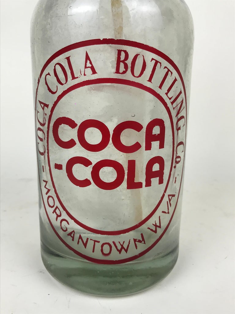 Mid-Century Modern 1950s Glass American Advertising Soda Syphon Seltzer Coca-Cola Bar Bottle For Sale