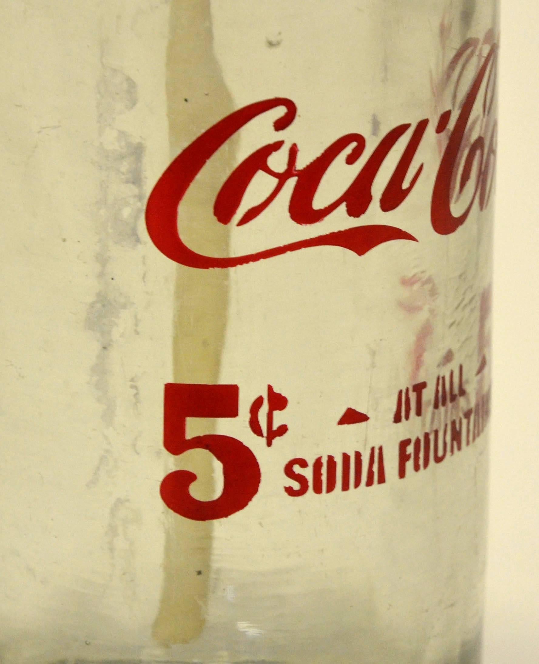 1950s Glass American Soda Syphon Seltzer Coca-Cola Bar Bottle In Good Condition In Milan, IT