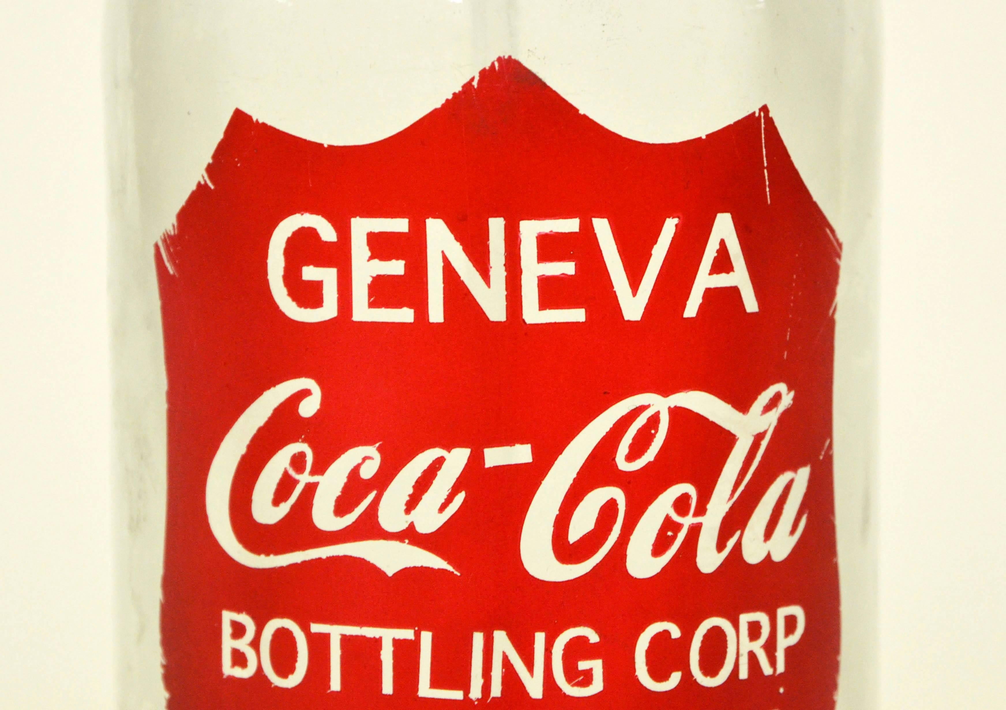 1950s Glass American Soda Syphon Seltzer Geneva Coca-Cola Bar Bottle In Good Condition In Milan, IT