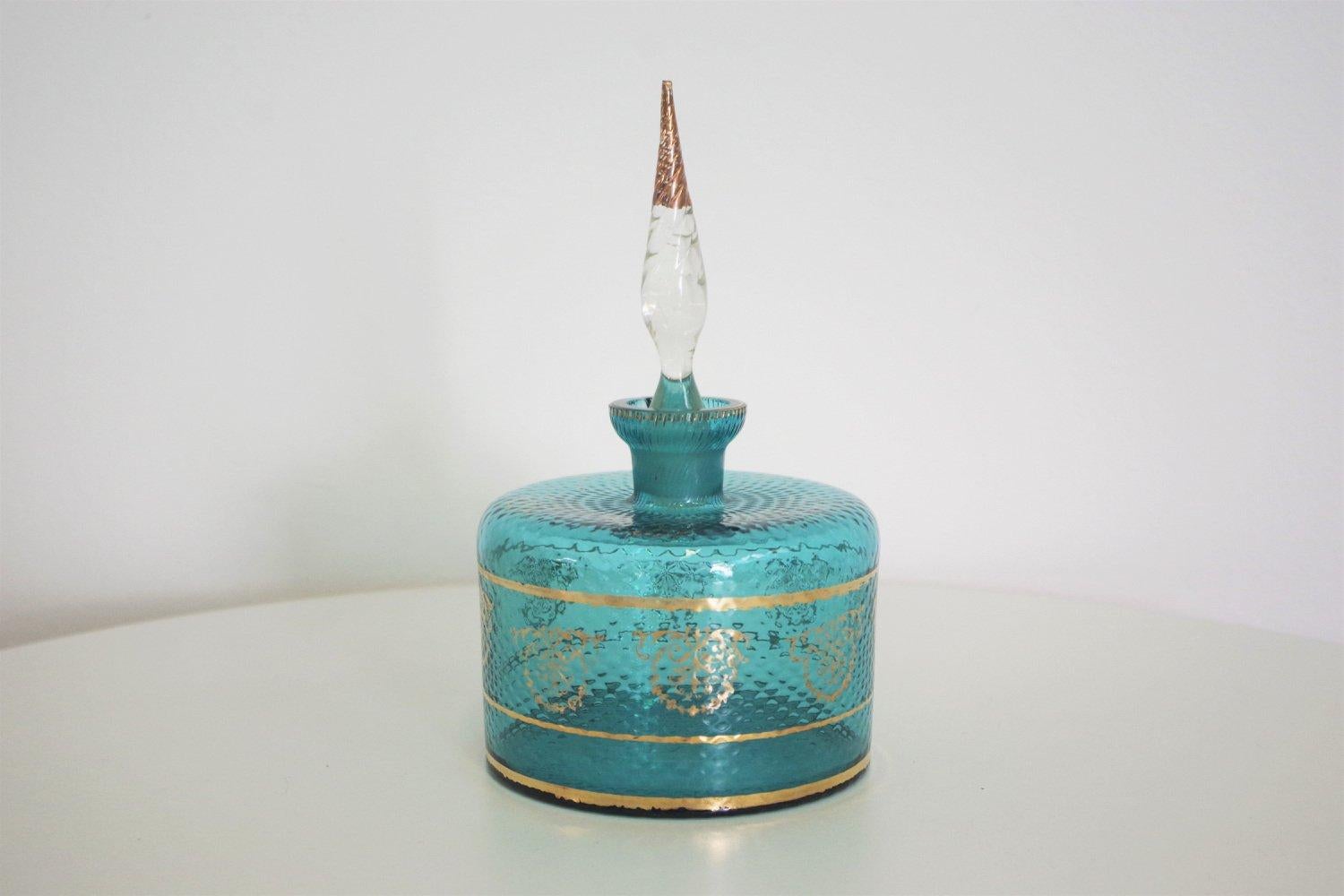 Mid-20th Century 1950s Glass and 24-Karat Gold Cognac Holder - Vintage Italian Barware For Sale