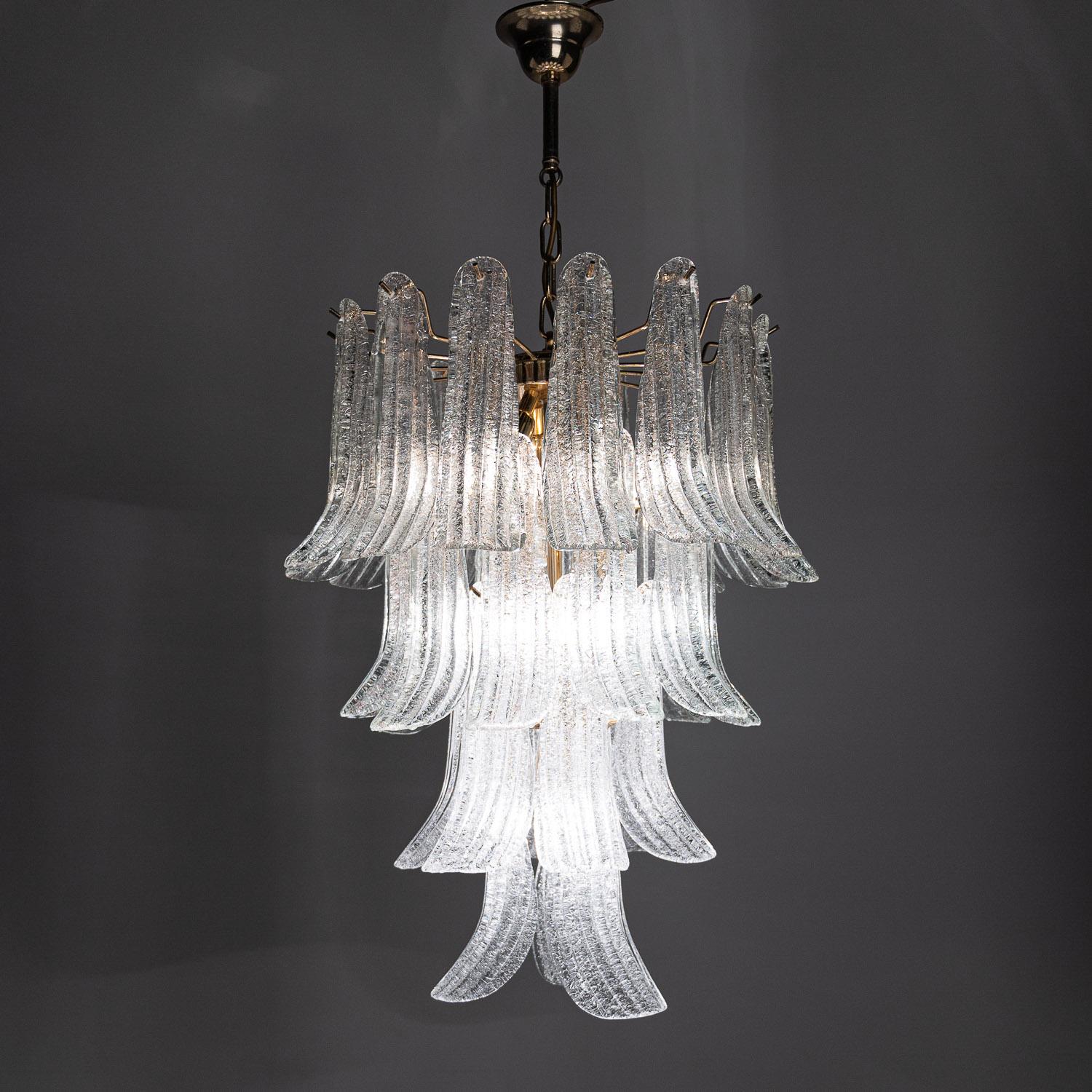 1950's Glass and Brass Chandelier Attributed to Barovier and Toso For Sale 14