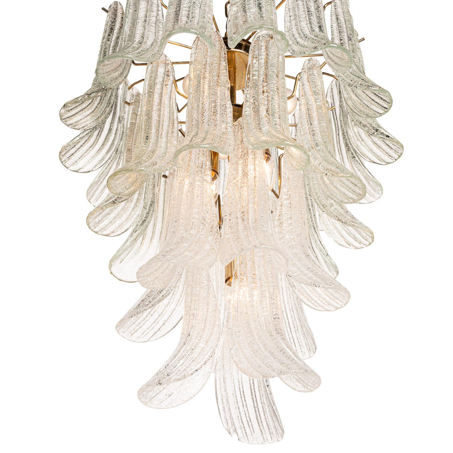 20th Century 1950's Glass and Brass Chandelier Attributed to Barovier and Toso For Sale