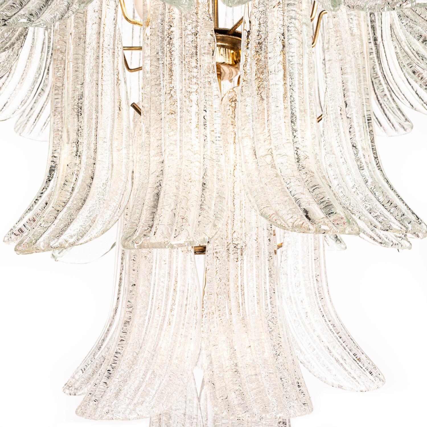 1950's Glass and Brass Chandelier Attributed to Barovier and Toso For Sale 1