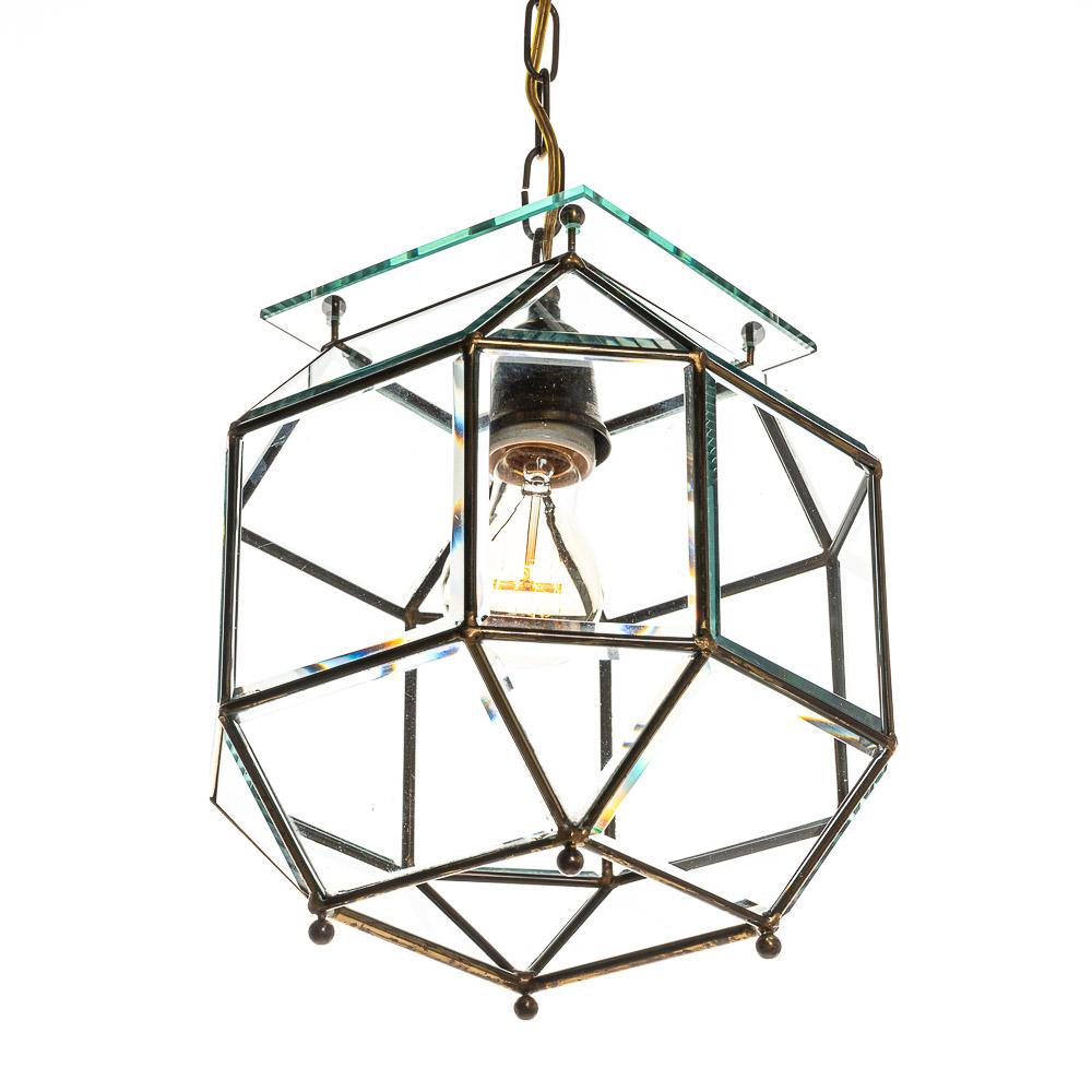 1950's Glass and Brass lantern Attributed to Fontana Arte For Sale 5