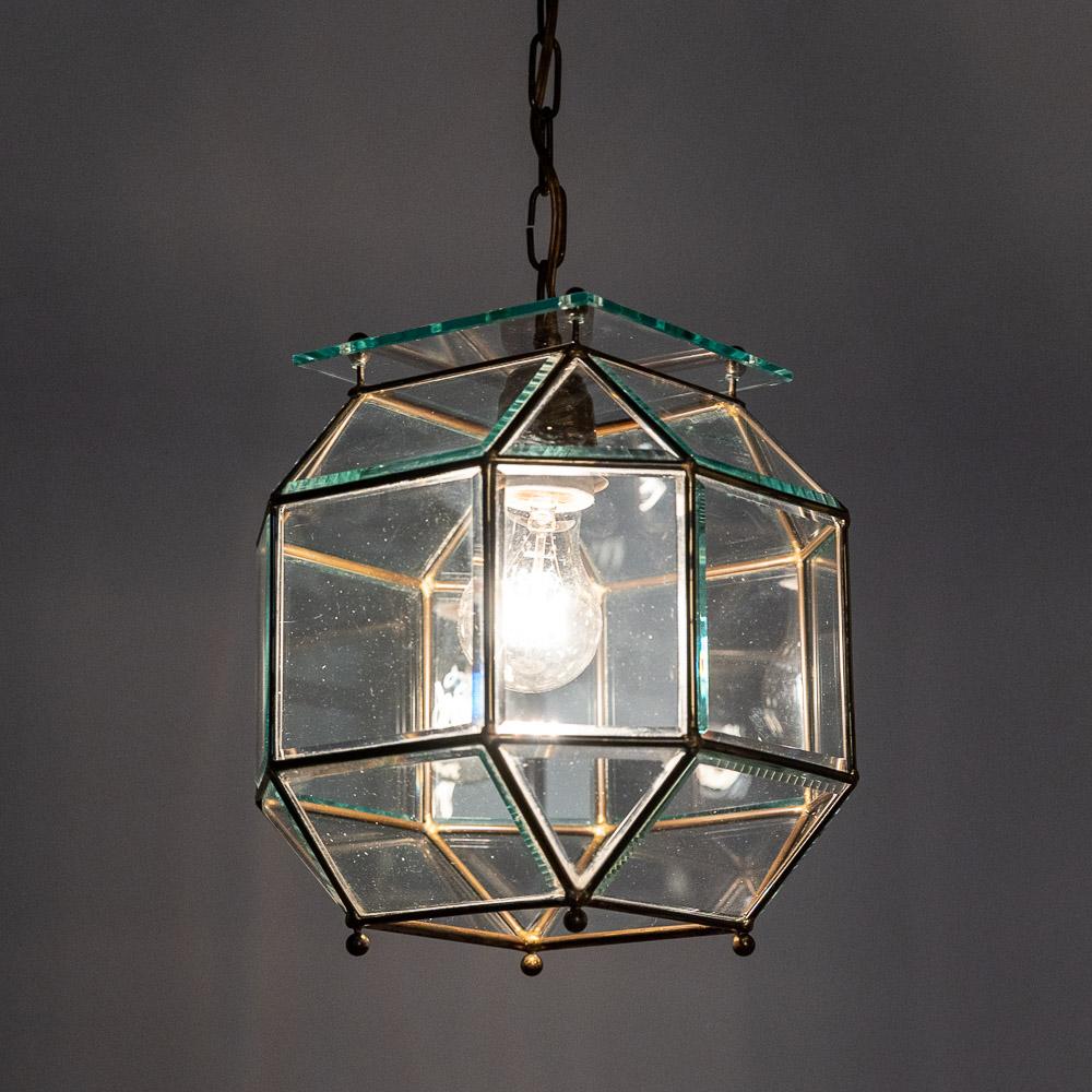 1950's Glass and Brass lantern Attributed to Fontana Arte For Sale 6