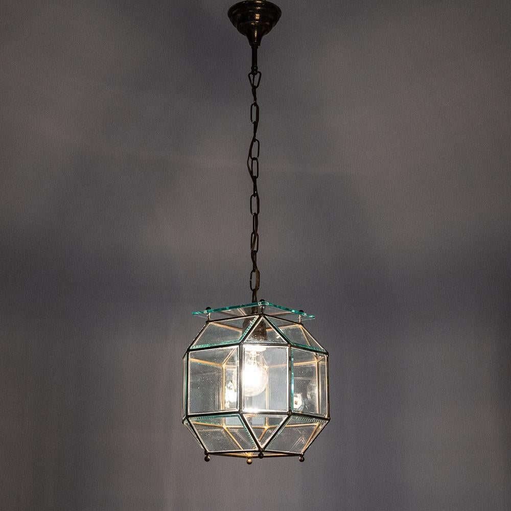 1950's Glass and Brass lantern Attributed to Fontana Arte For Sale 7