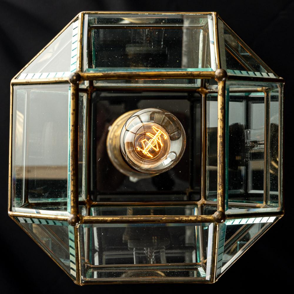 1950's Glass and Brass lantern Attributed to Fontana Arte For Sale 8