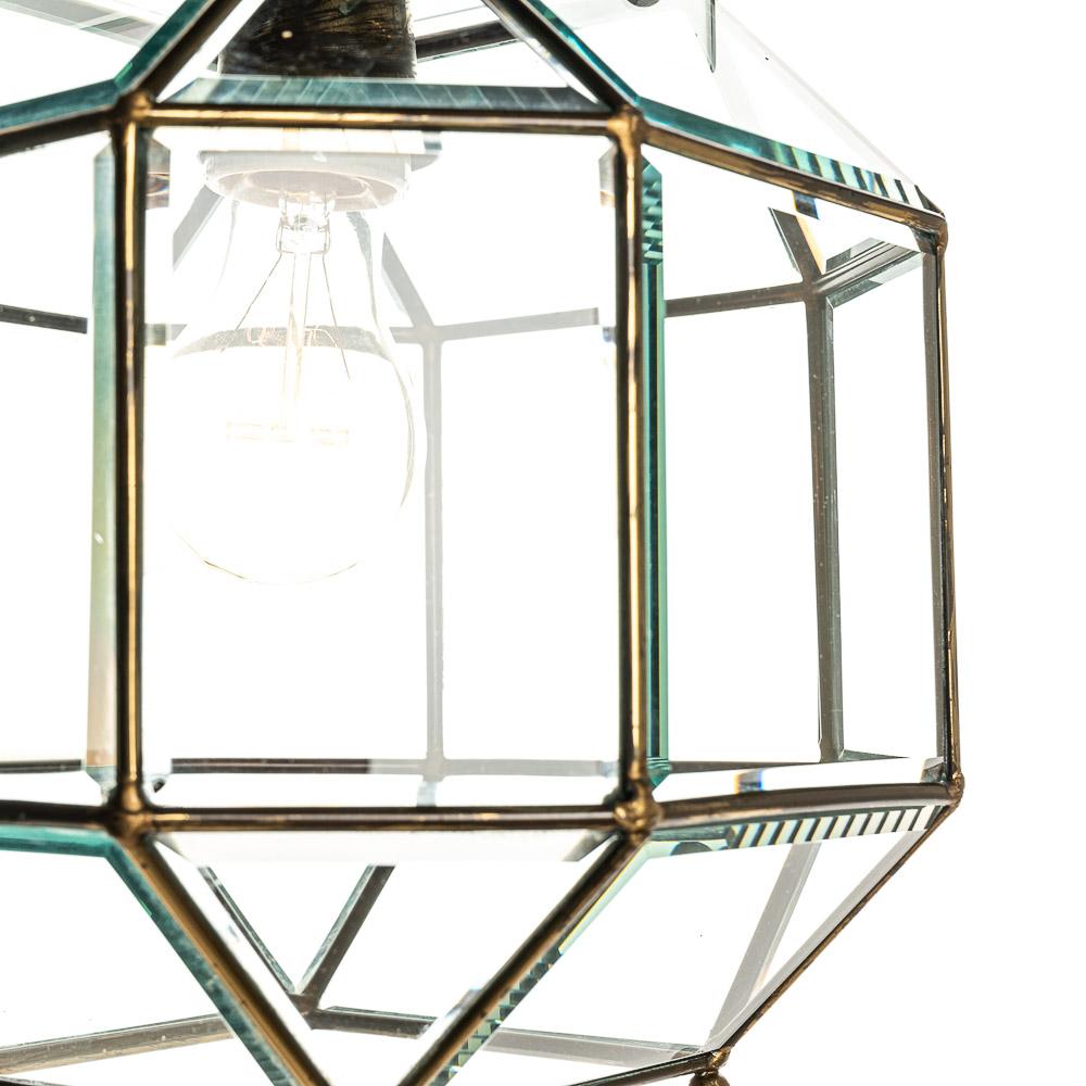 1950's Glass and Brass lantern Attributed to Fontana Arte In Good Condition For Sale In Amsterdam, NH
