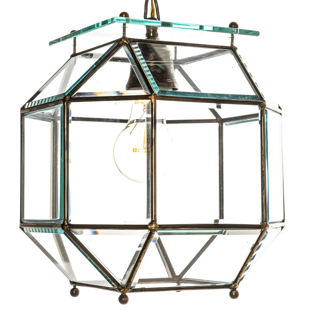 1950's Glass and Brass lantern Attributed to Fontana Arte For Sale 4