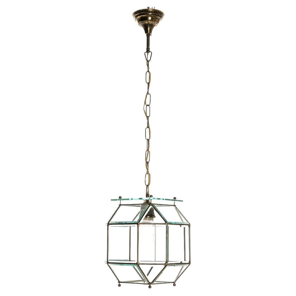 1950's Glass and Brass lantern Attributed to Fontana Arte