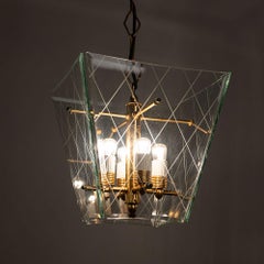 Farol de cristal y latón de los años 50 al estilo de G.C.M.E.