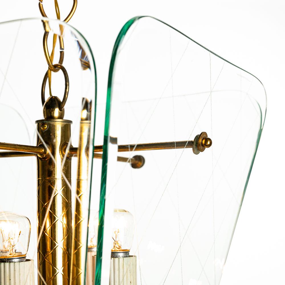 1950s Glass and Brass Lantern in style of G.C.M.E For Sale 2
