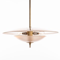 1950's Glass and Brass Pendant in the Style of Pietro Chiesa