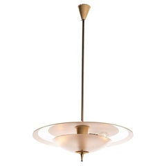 1950's Glass and Brass Pendant in the Style of Pietro Chiesa