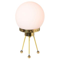 1950s Glass and Brass Tripod Table Lamp Attributed to Stilnovo