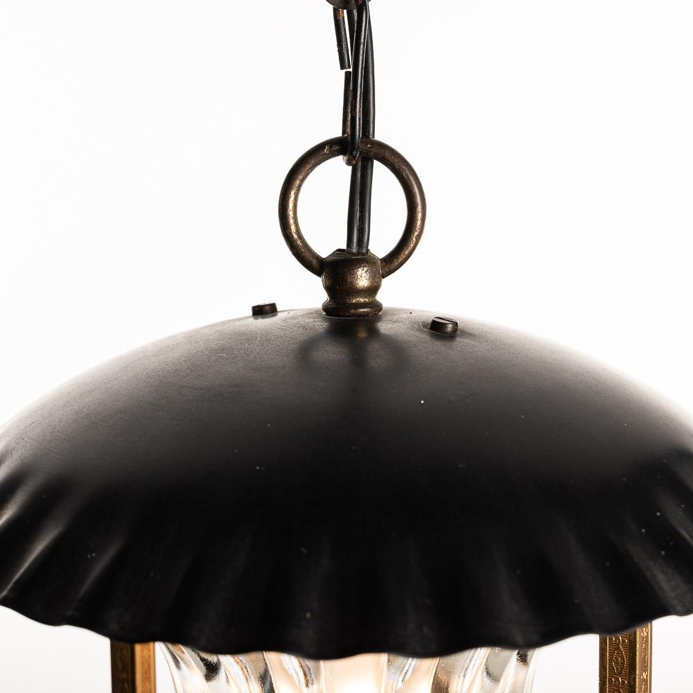 1950s Glass and Metal Pendant in style of Jacques Adnet For Sale 3