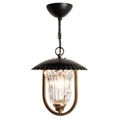 Used 1950s Glass and Metal Pendant in style of Jacques Adnet