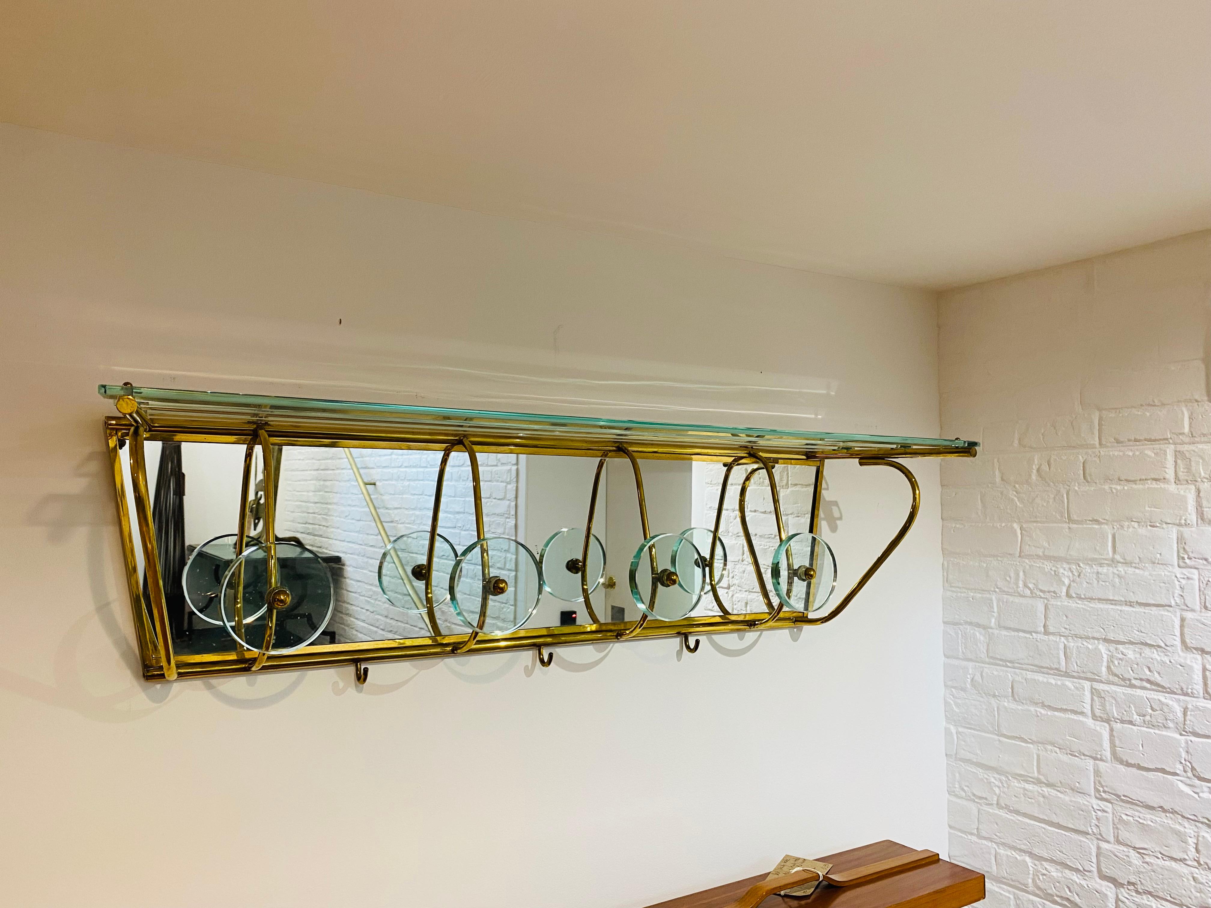 1950s Glass and Mirrored Coat and Hat Rack In Good Condition In London, GB