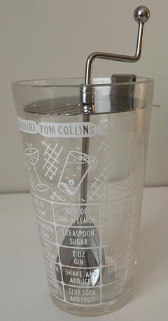 Shaker à cocktail pour barman en verre des années 1950