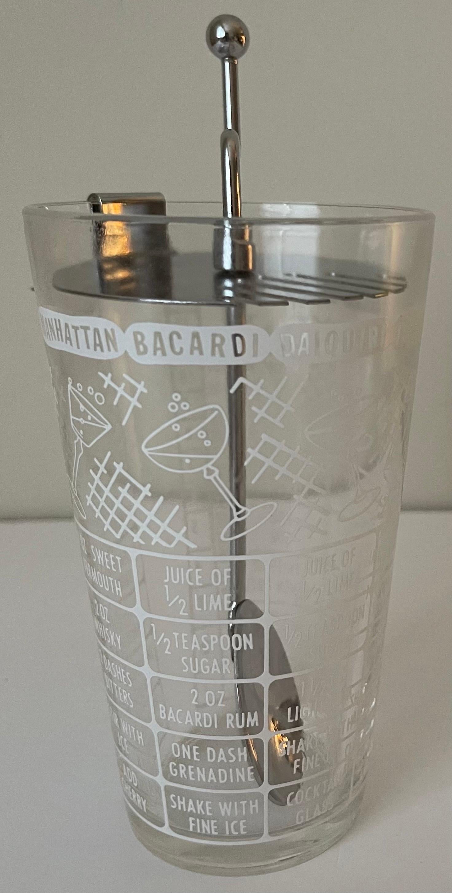 American 1950s Glass Bartenders Cocktail Shaker For Sale