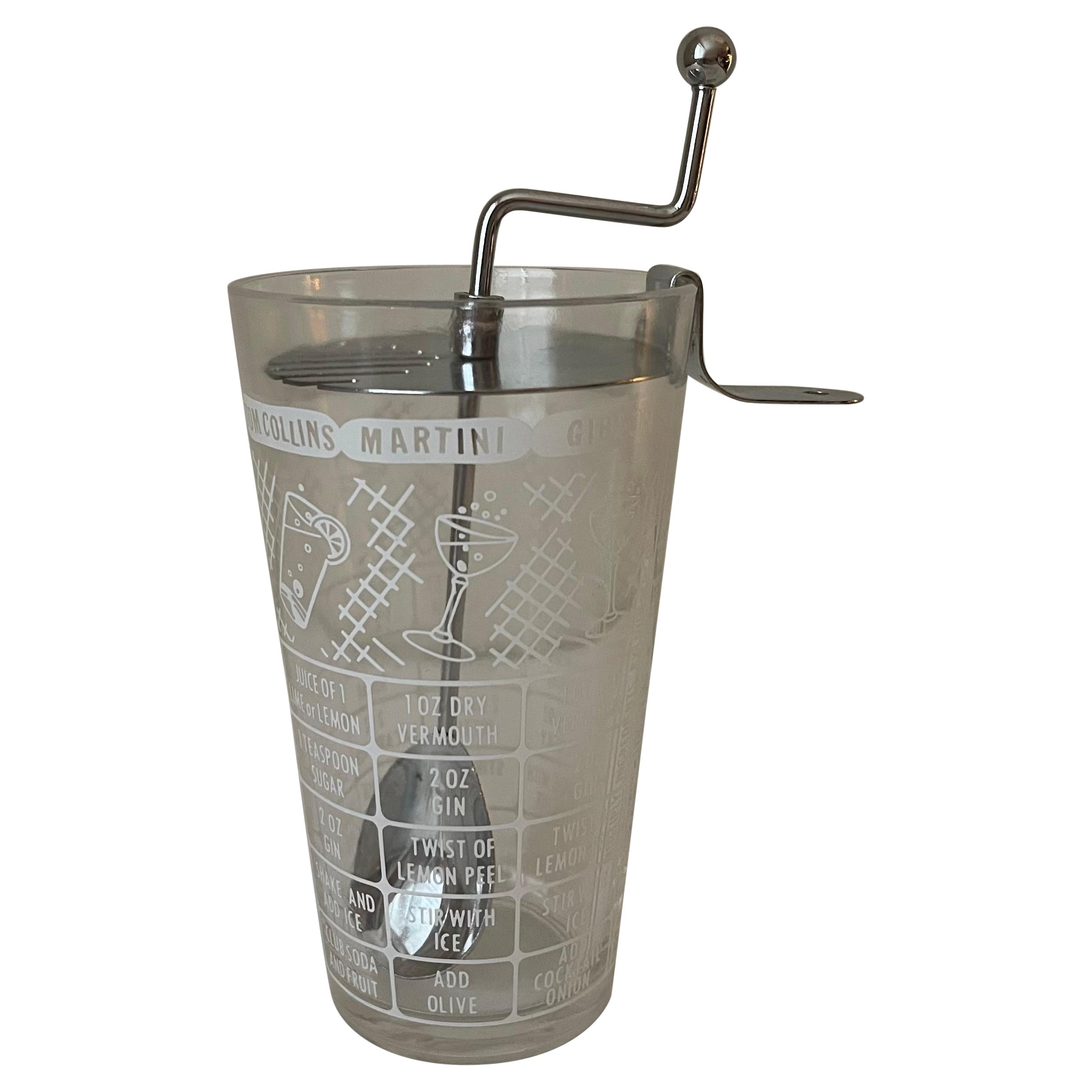 1950s Glass Bartenders Cocktail Shaker