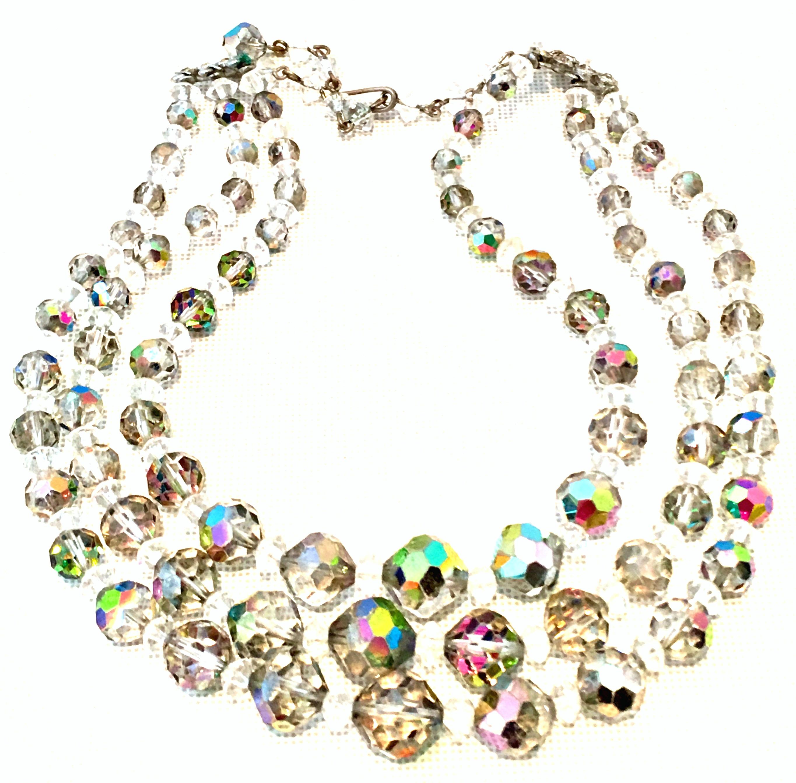 1950'S Glass Bead Triple Strand Choker Style Necklace By, Laguna 1