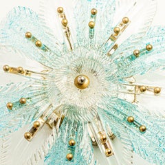 1970's Glass & Brass Flush Mount in Style of Venini