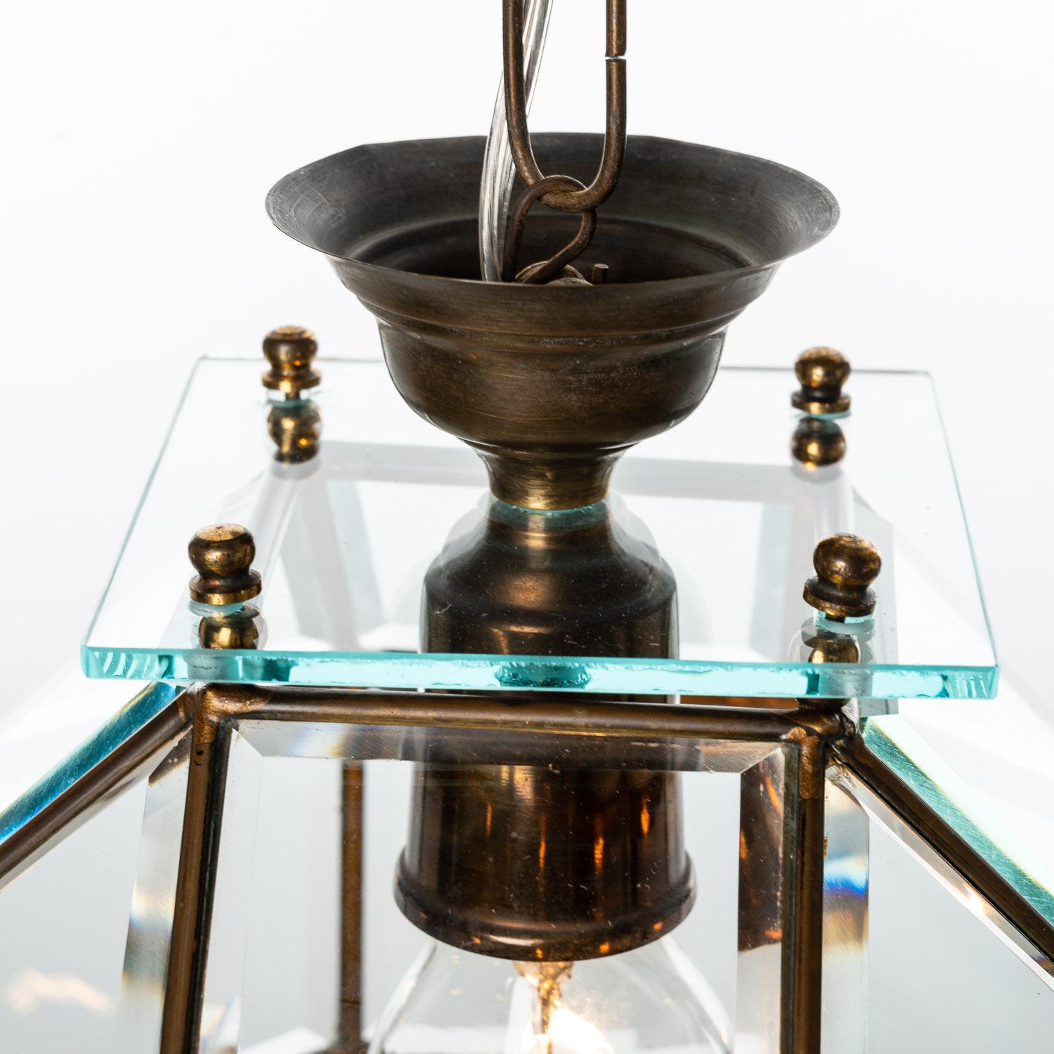 1950's, Glass & Brass Lantern Attributed to Fontana Arte For Sale 5