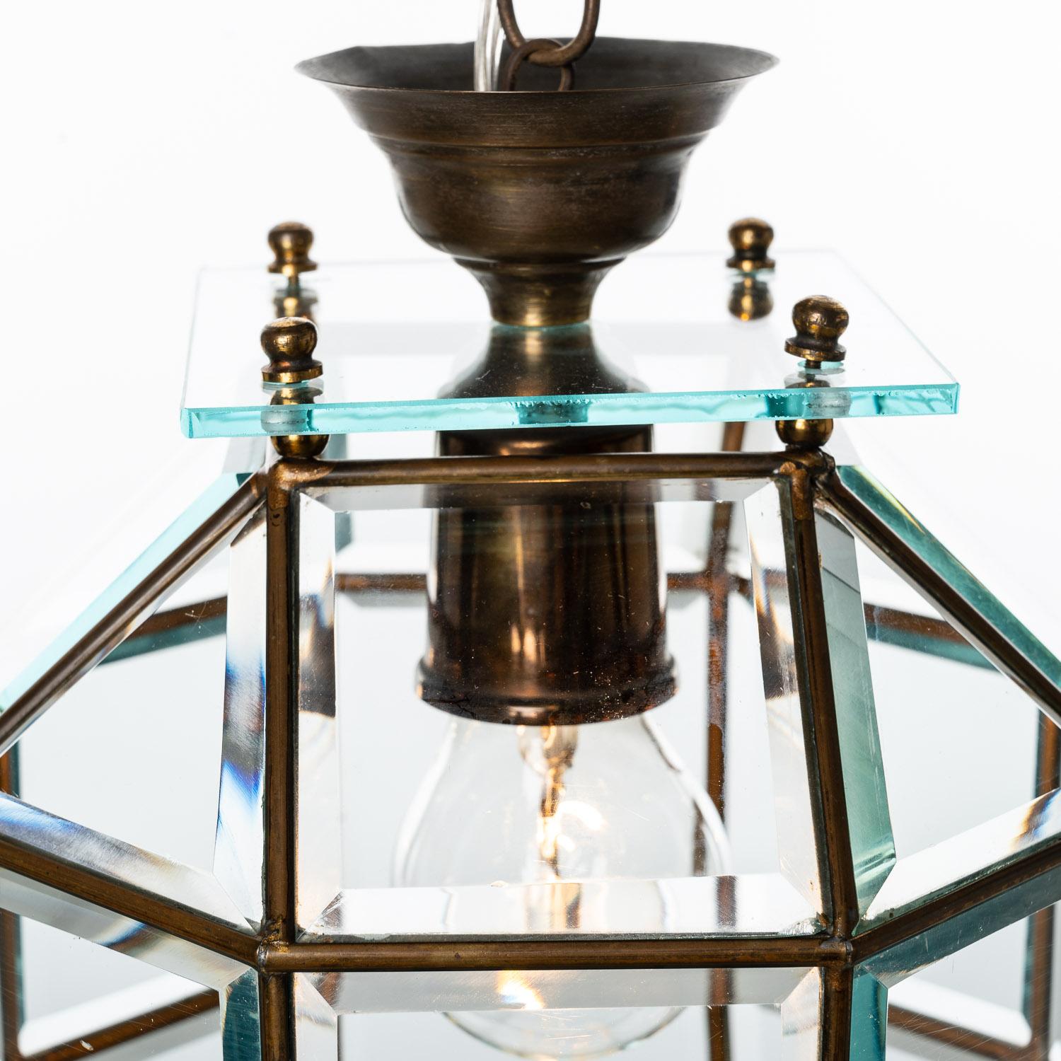 1950's, Glass & Brass Lantern Attributed to Fontana Arte For Sale 6