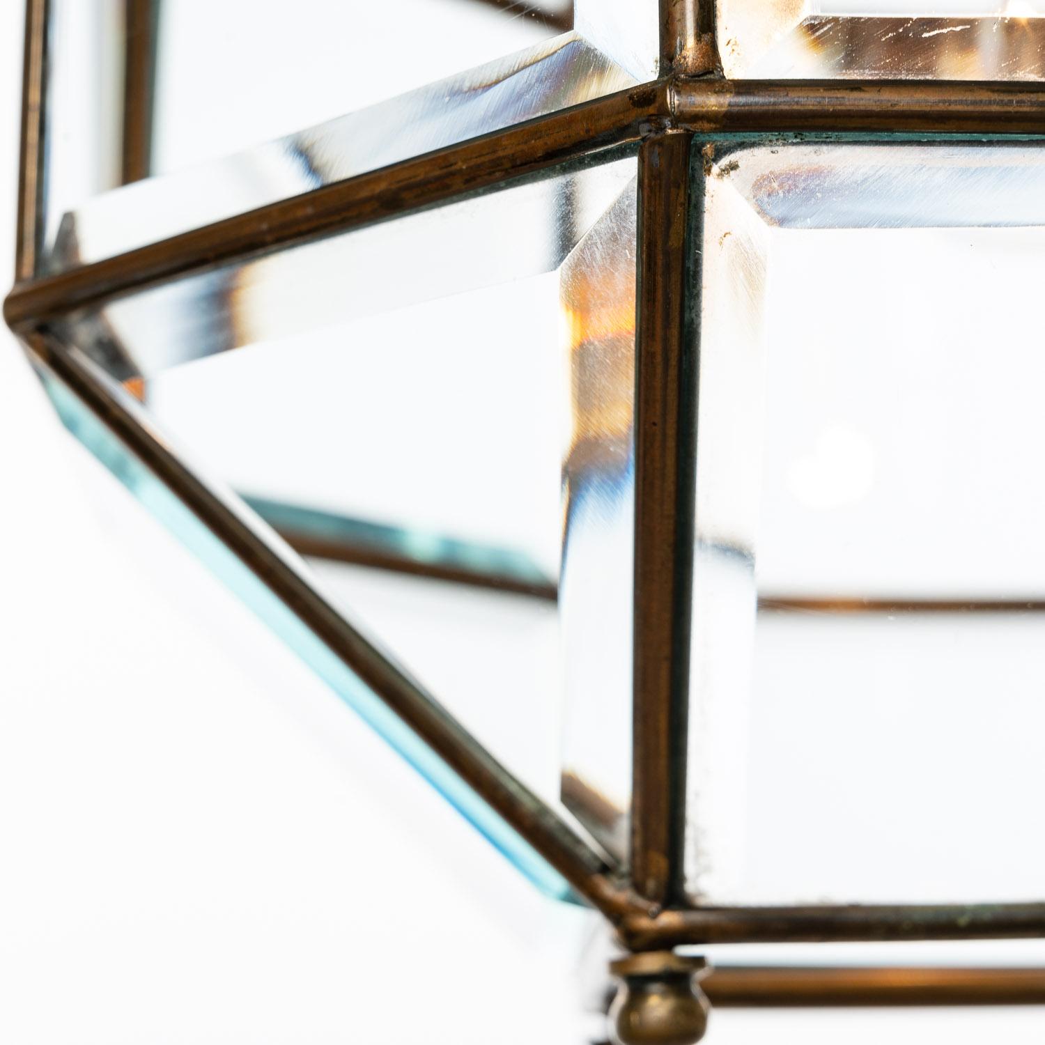 1950's, Glass & Brass Lantern Attributed to Fontana Arte For Sale 7