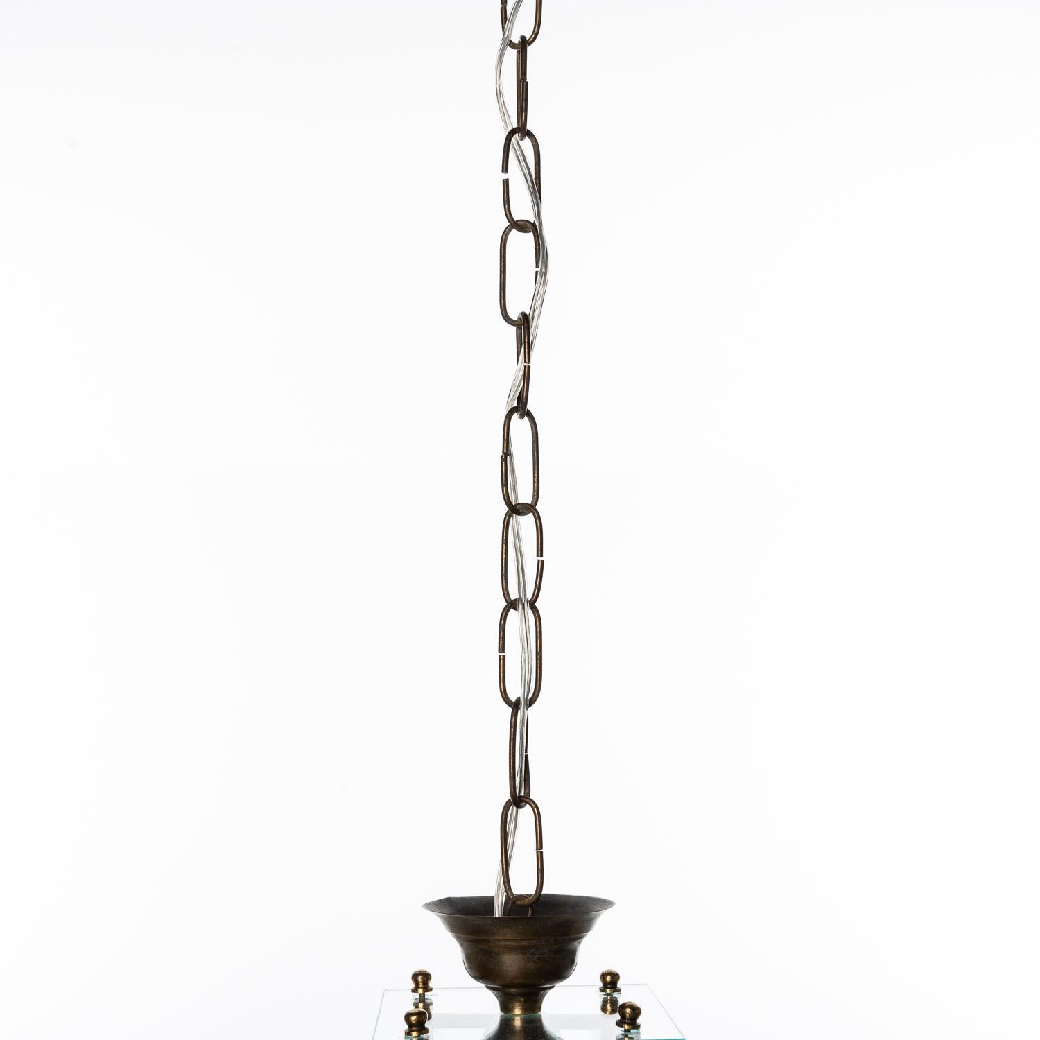 1950's, Glass & Brass Lantern Attributed to Fontana Arte For Sale 9