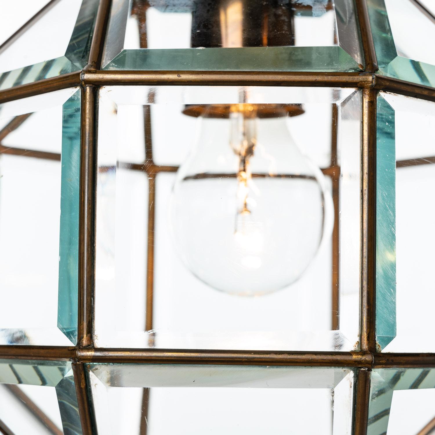 1950's, Glass & Brass Lantern Attributed to Fontana Arte For Sale 1