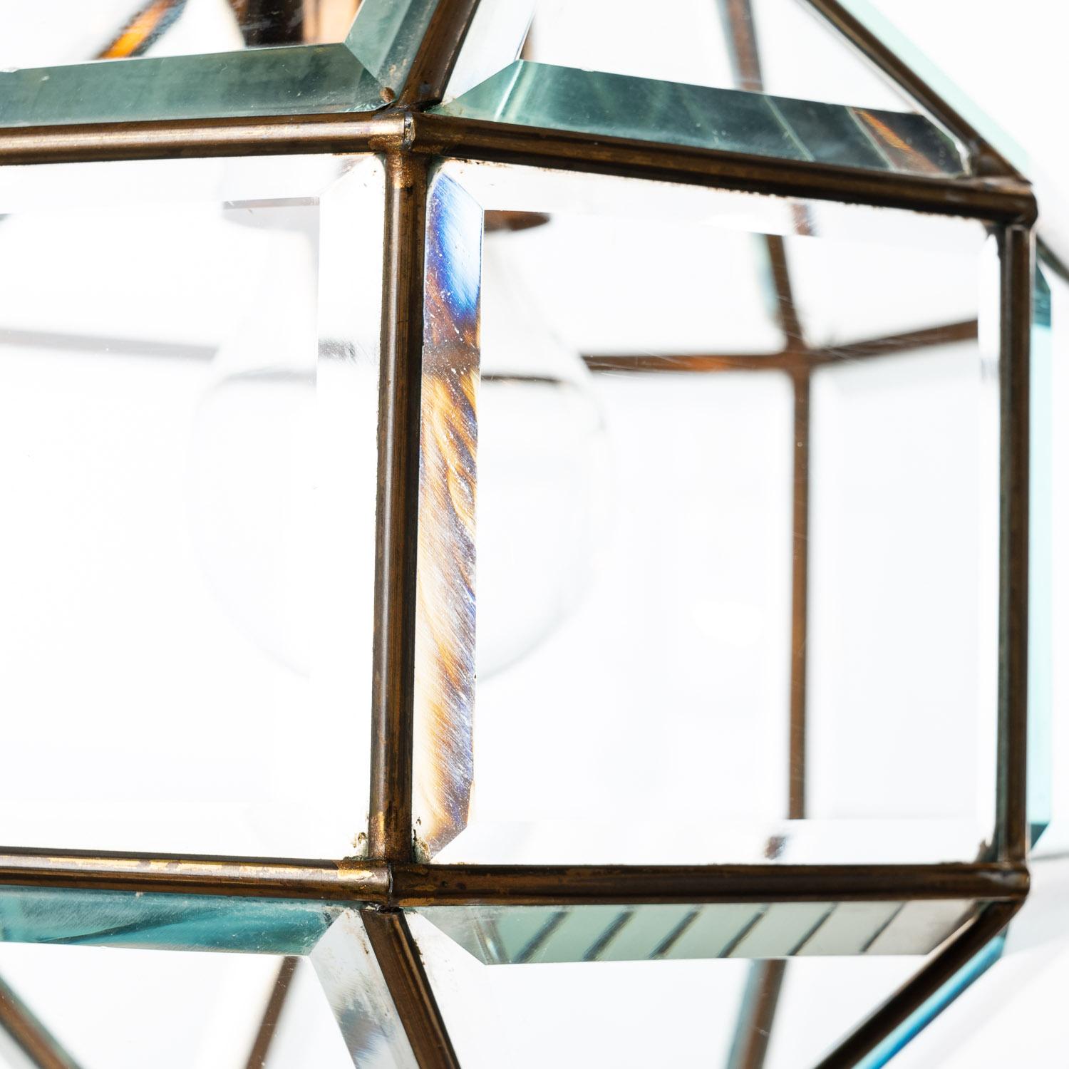 1950's, Glass & Brass Lantern Attributed to Fontana Arte For Sale 2