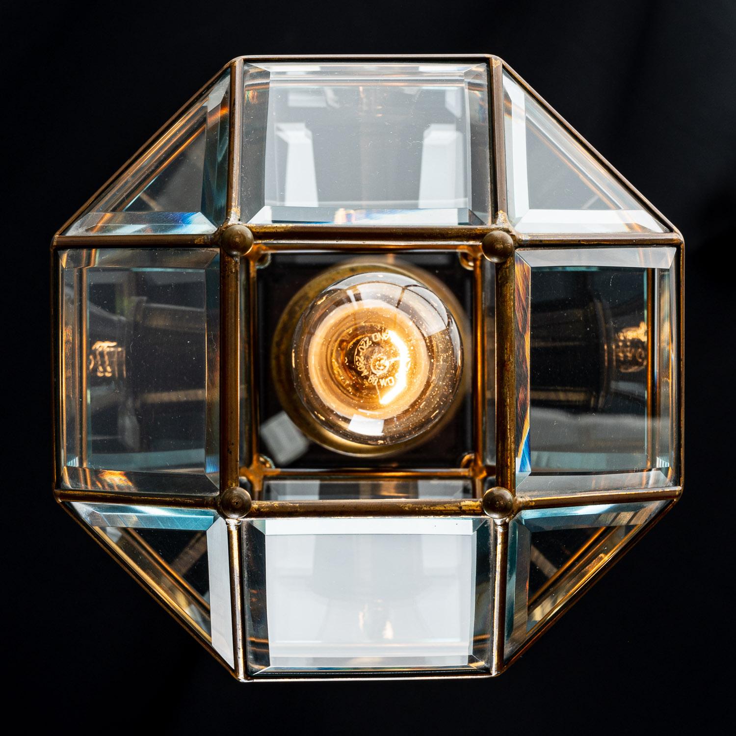 1950's, Glass & Brass Lantern Attributed to Fontana Arte For Sale 3