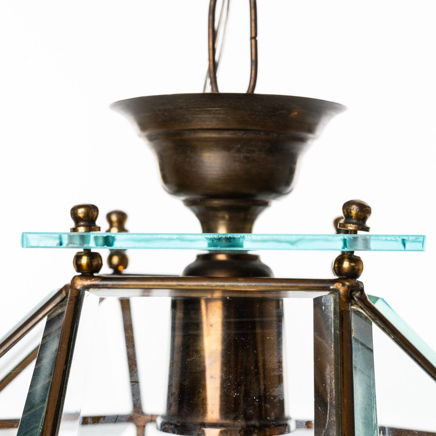 1950's, Glass & Brass Lantern Attributed to Fontana Arte For Sale 4