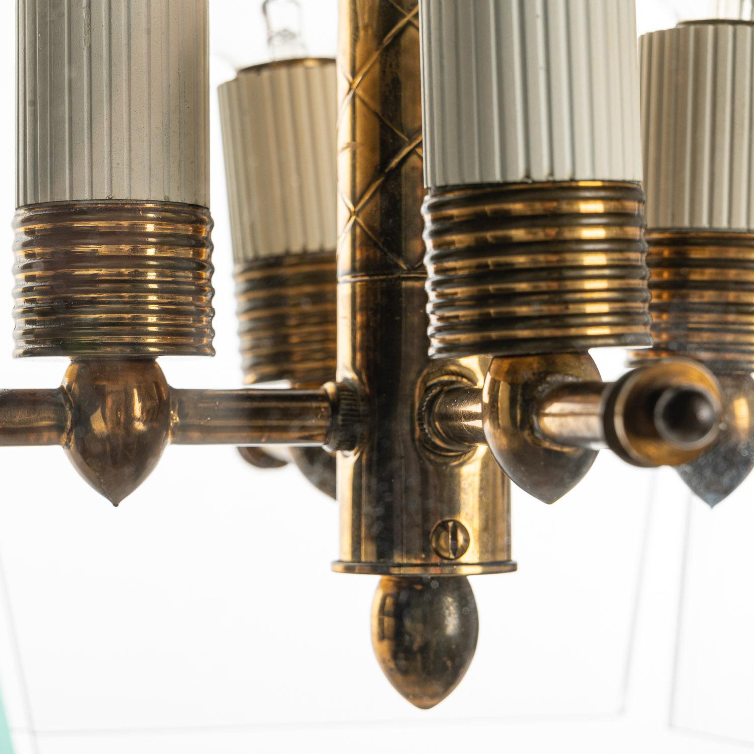 1950's Glass & Brass Lantern in Style of Fontana Arte For Sale 1