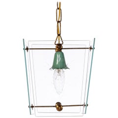 Farol de cristal y latón de los años 50 al estilo de Fontana Arte